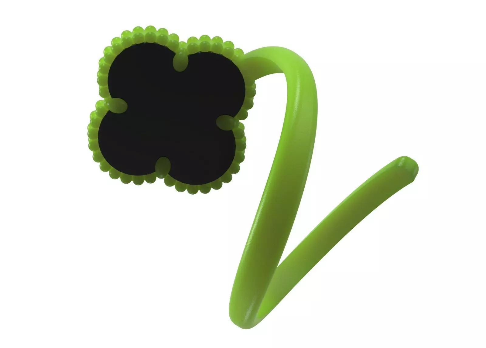 Ring Cuff Open stl 3dm Ring with Clover Motif model gr0164 3D print model_17