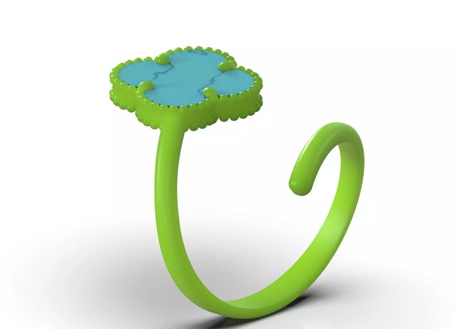 Ring Cuff Open stl 3dm Ring with Clover Motif model gr0164 3D print model_16