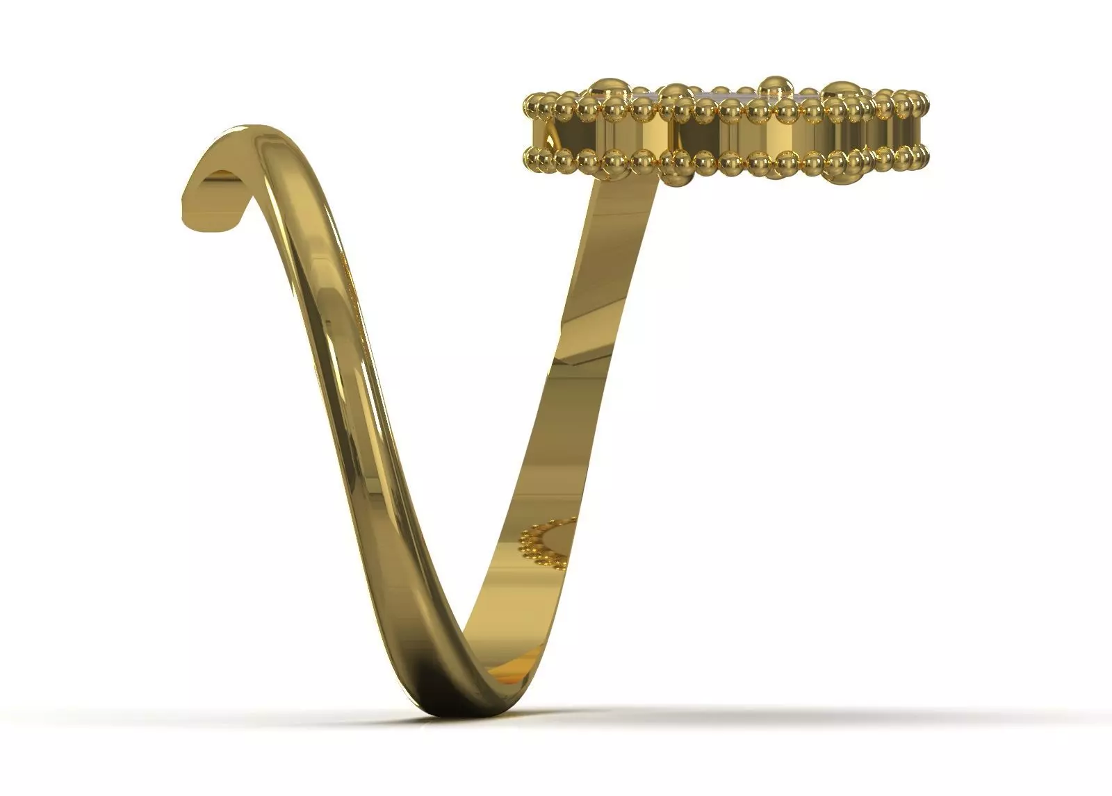 Ring Cuff Open stl 3dm Ring with Clover Motif model gr0164 3D print model_2