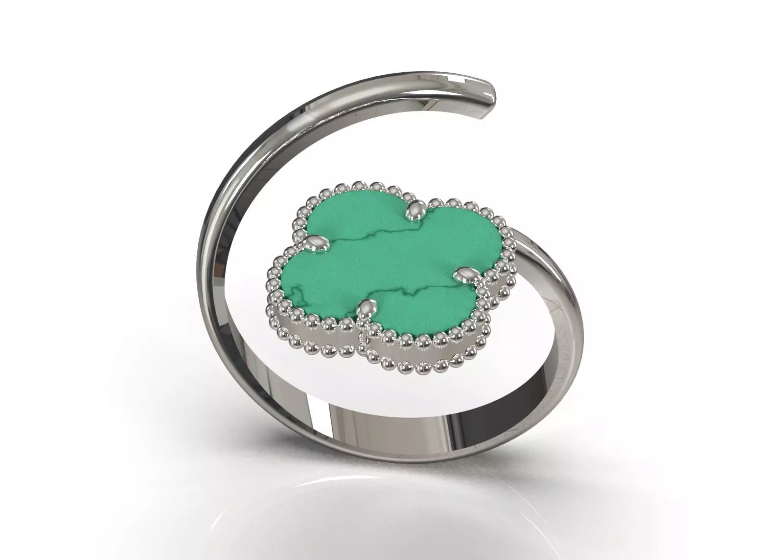 Ring Cuff Open stl 3dm Ring with Clover Motif model gr0164 3D print model_14