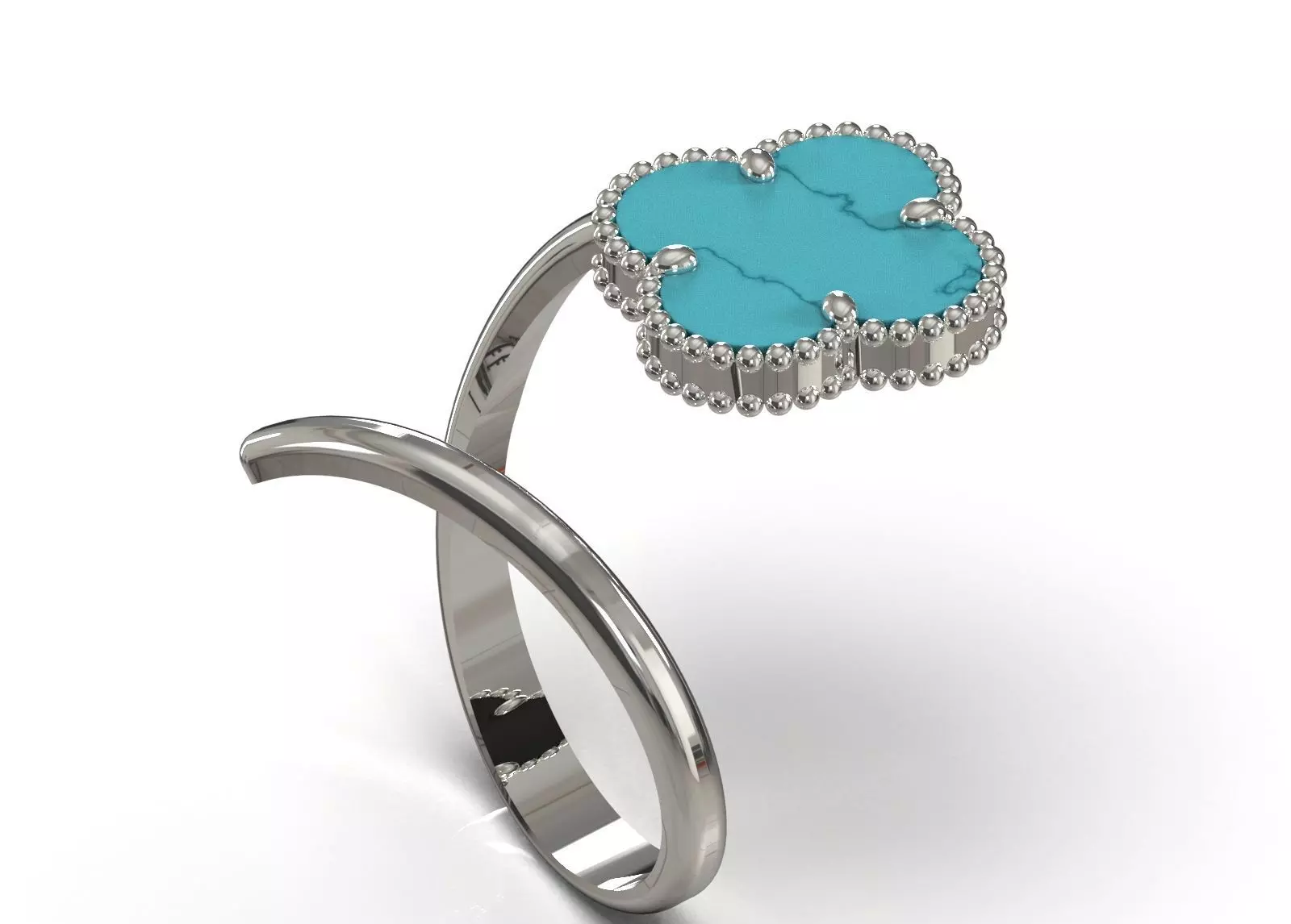 Ring Cuff Open stl 3dm Ring with Clover Motif model gr0164 3D print model_13