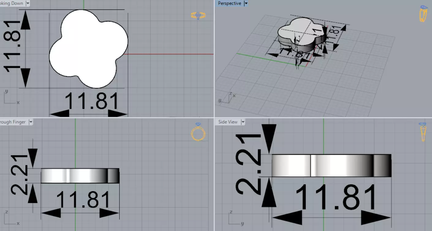 Ring Cuff Open stl 3dm Ring with Clover Motif model gr0164 3D print model_7