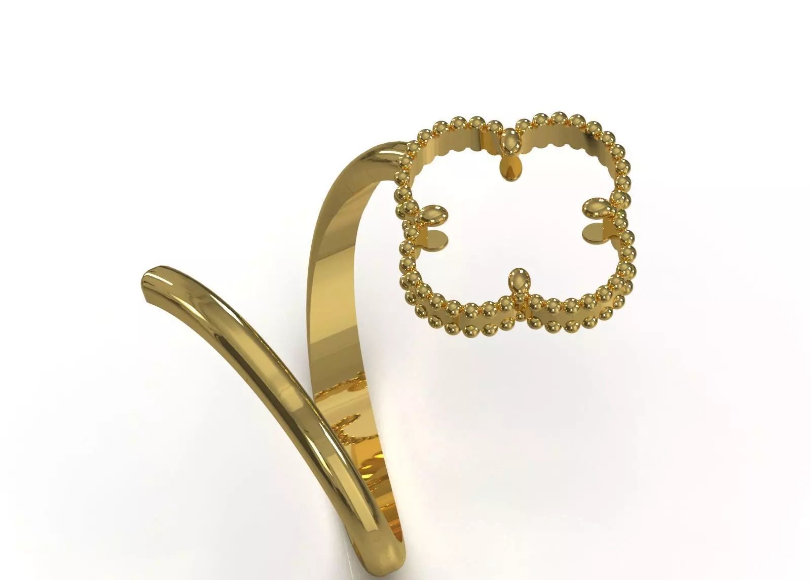 Ring Cuff Open stl 3dm Ring with Clover Motif model gr0164 3D print model_12