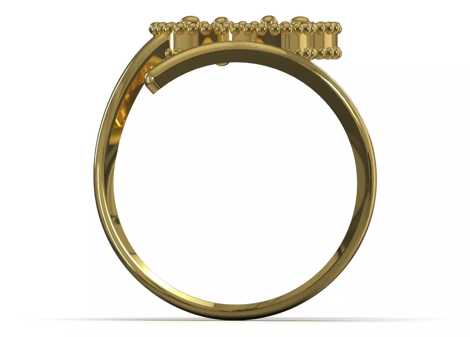 Ring Cuff Open stl 3dm Ring with Clover Motif model gr0164 3D print model_3