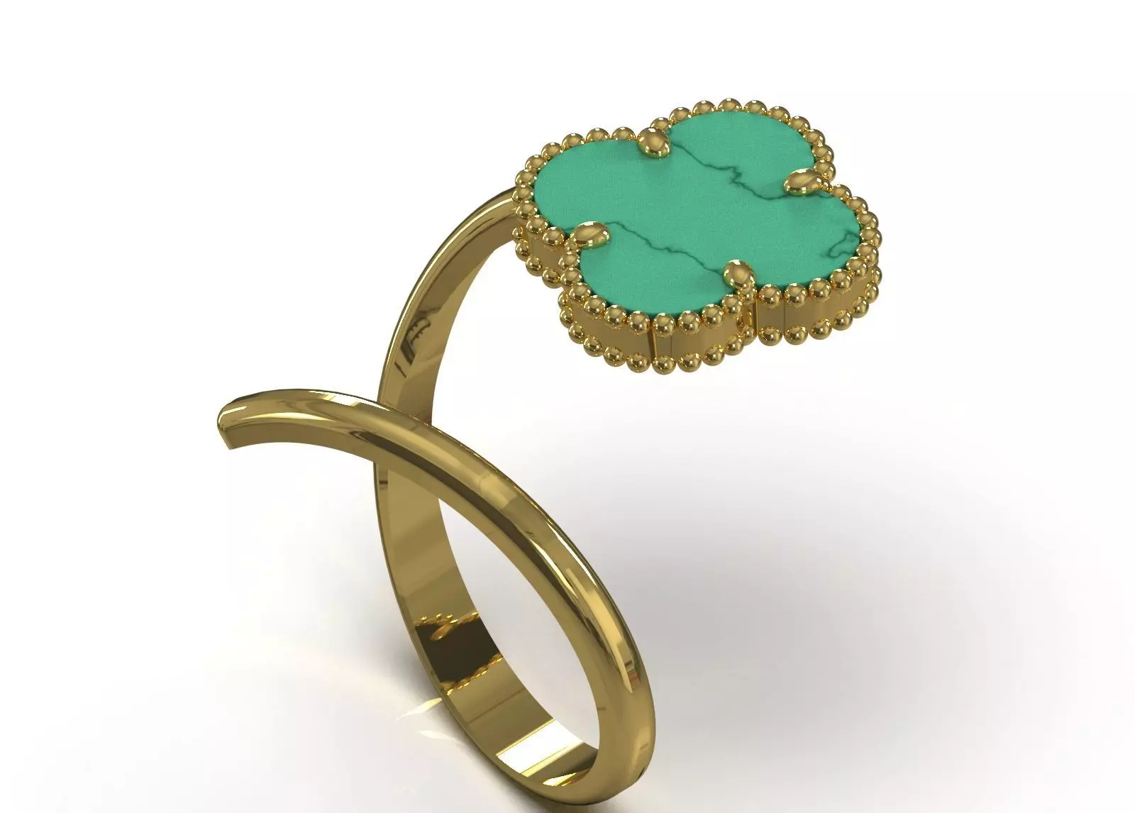 Ring Cuff Open stl 3dm Ring with Clover Motif model gr0164 3D print model_15