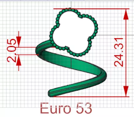 Ring Cuff Open stl 3dm Ring with Clover Motif model gr0164 3D print model_23