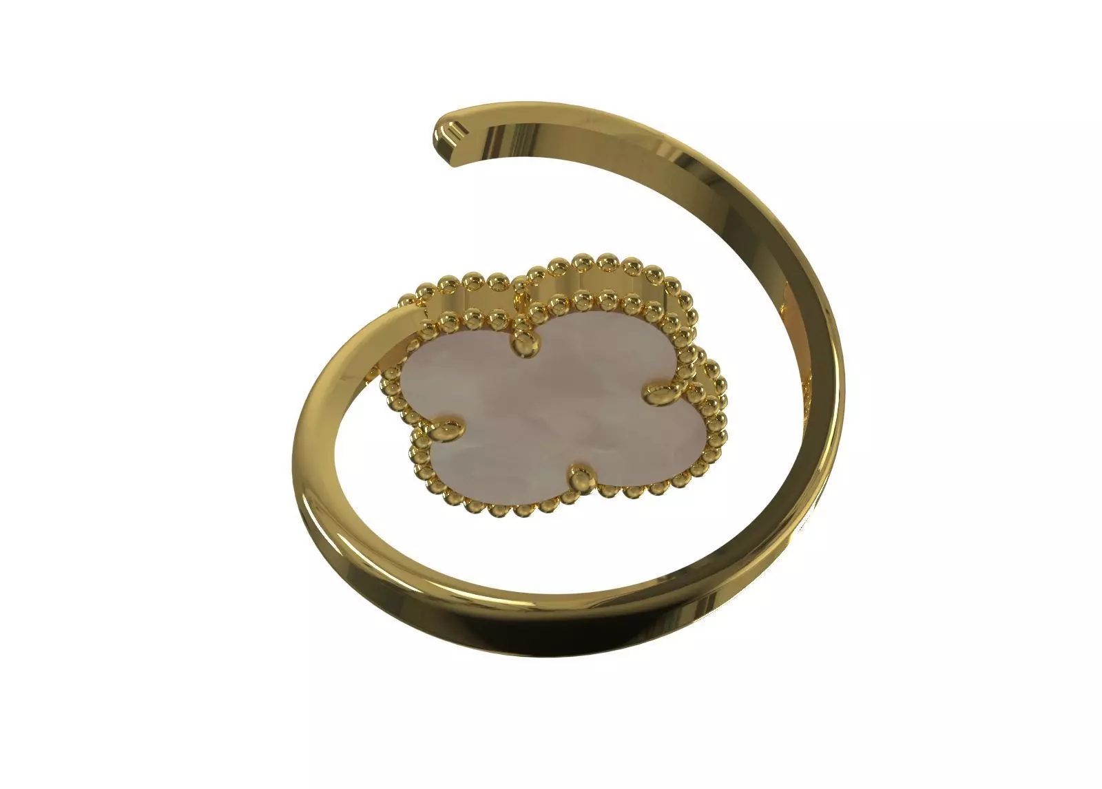 Ring Cuff Open stl 3dm Ring with Clover Motif model gr0164 3D print model_11