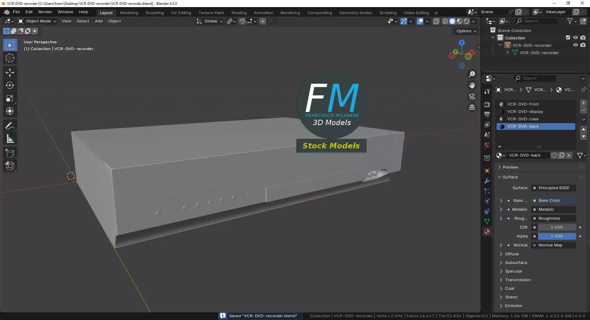 DVD-VCR recorder 3D model_9