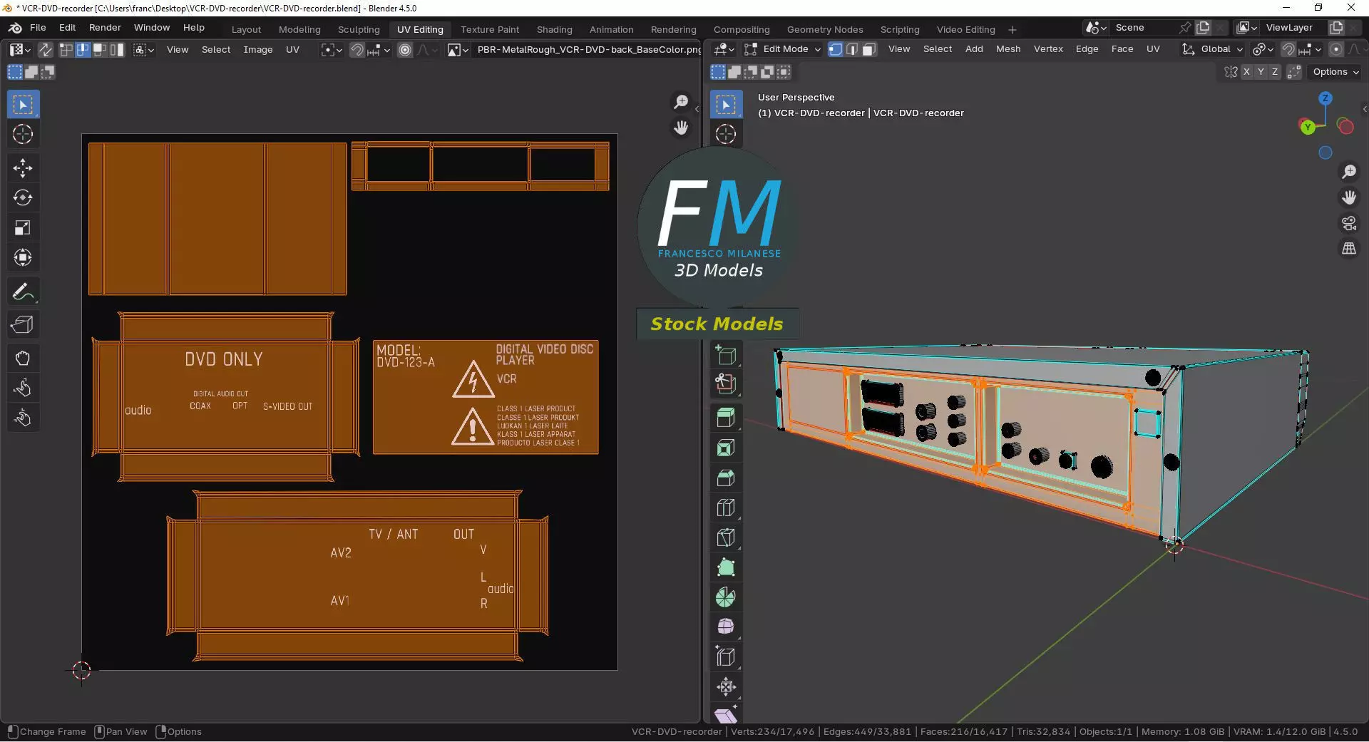 DVD-VCR recorder 3D model_10