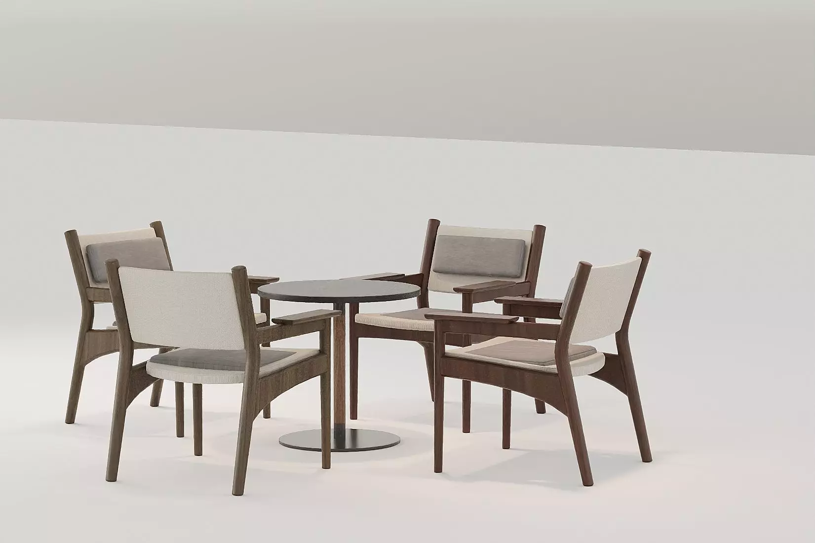 tea table and chairs 3D model_3