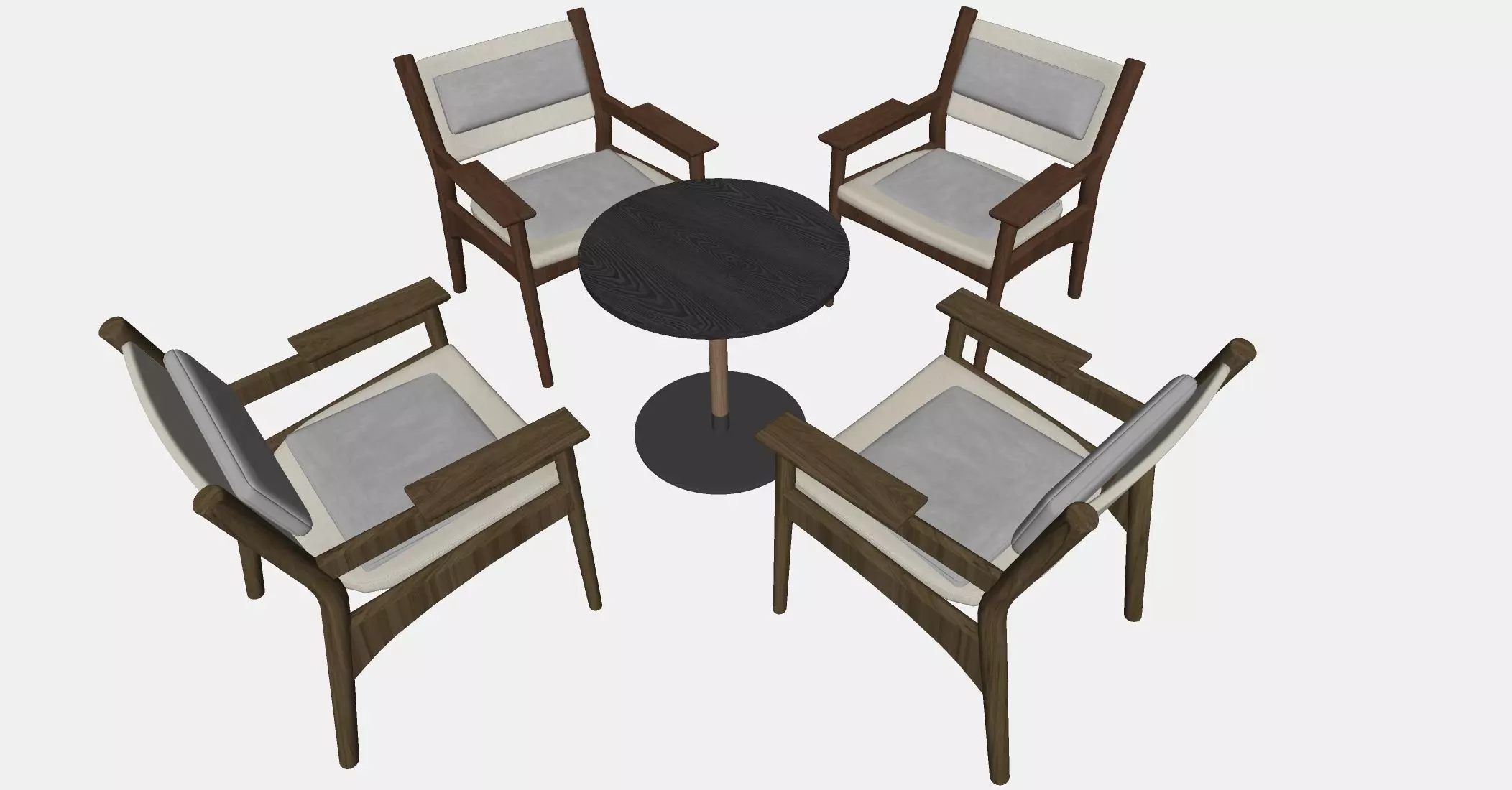 tea table and chairs 3D model_4