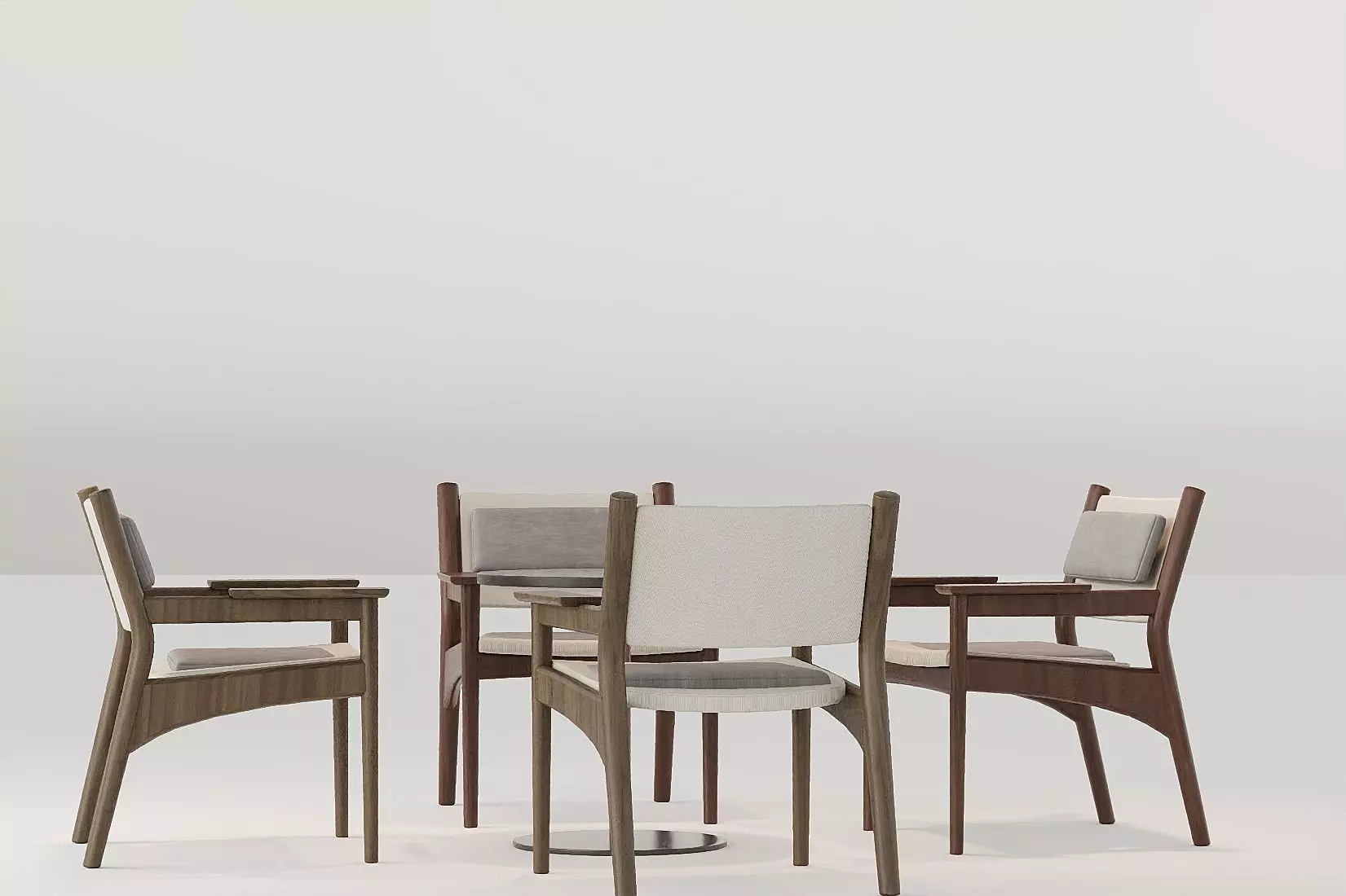 tea table and chairs 3D model_1