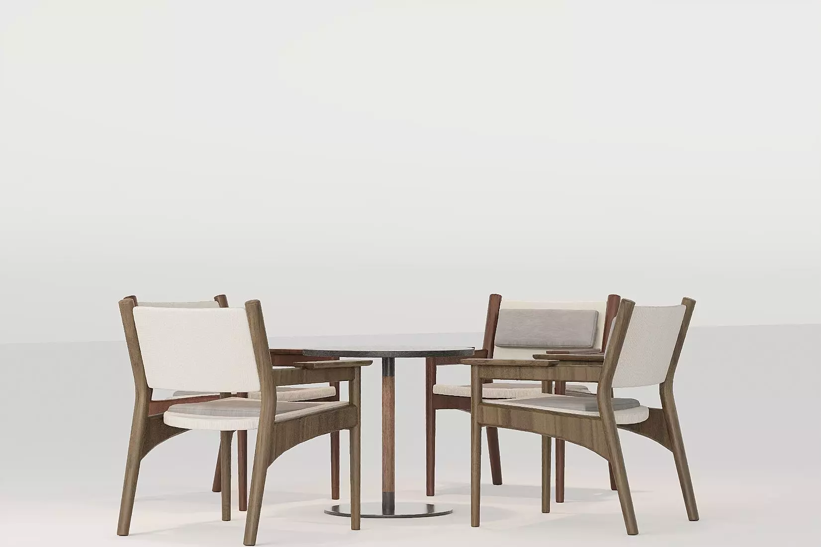 tea table and chairs 3D model_2