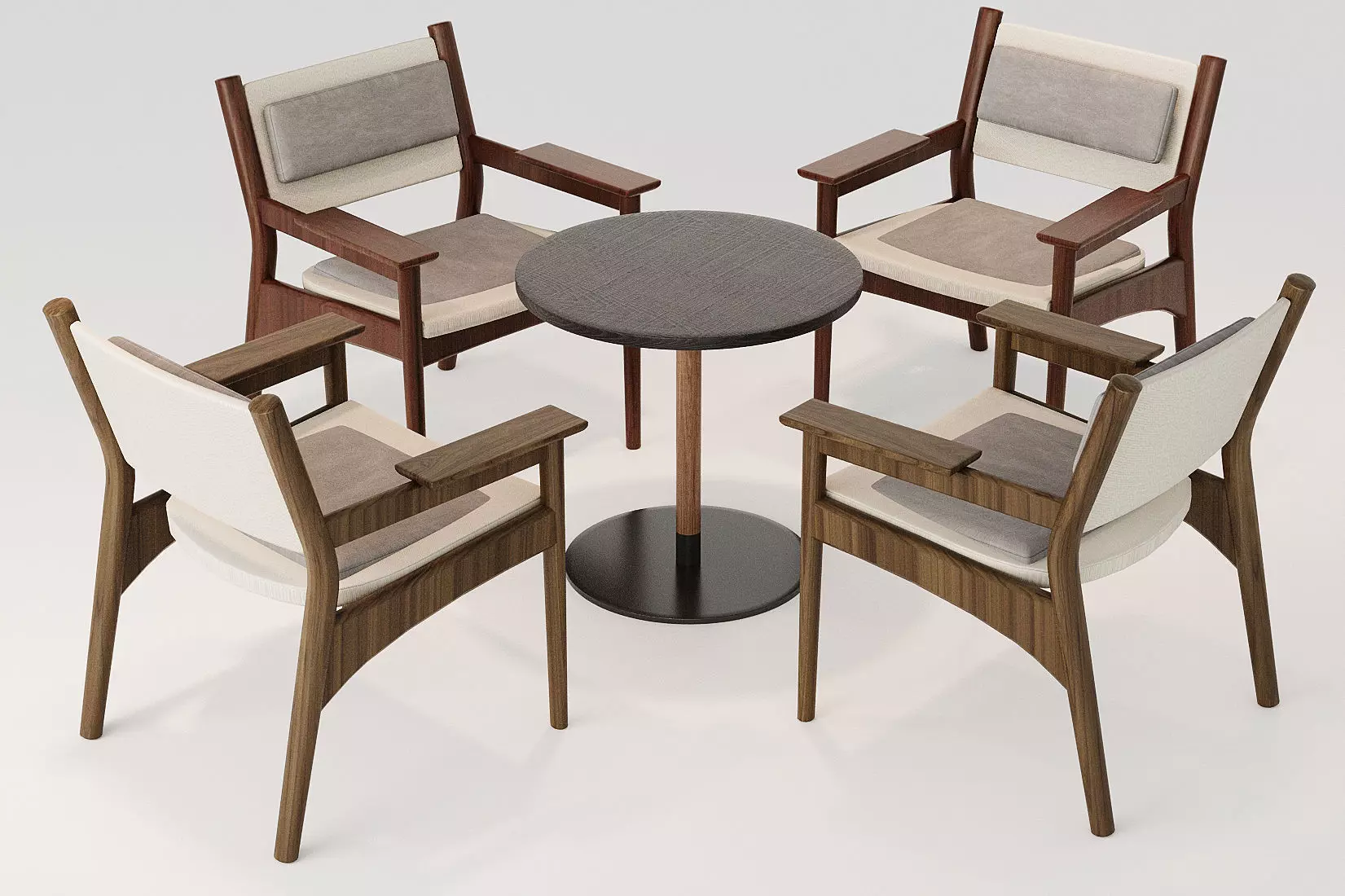 tea table and chairs 3D model_0