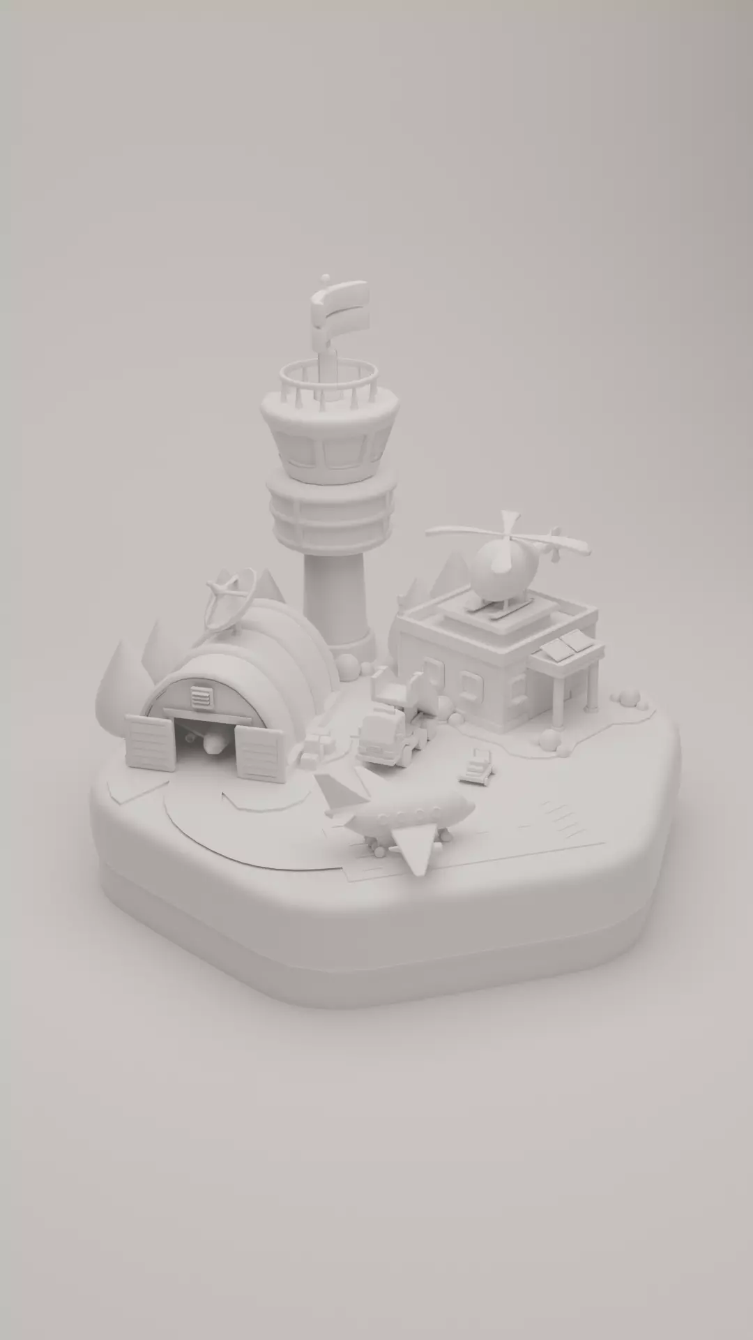 Low Poly Airport Cartoon Low-poly 3D model_4