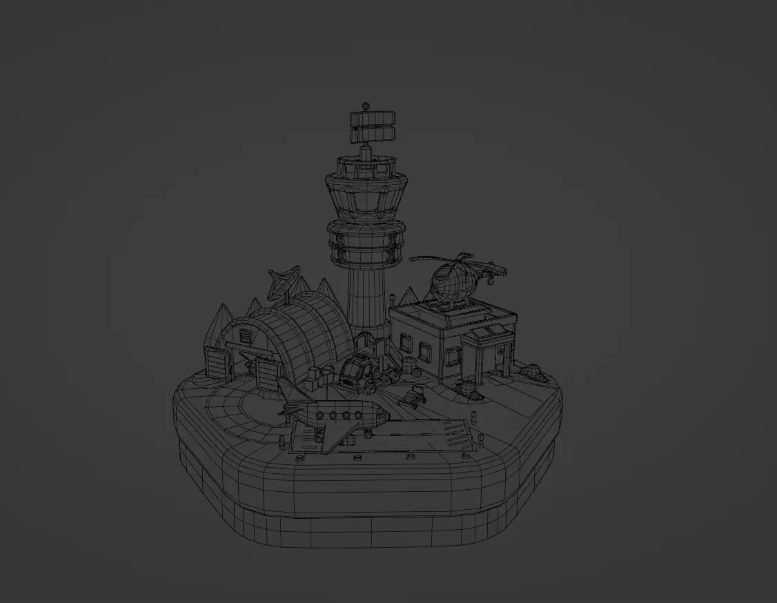 Low Poly Airport Cartoon Low-poly 3D model_5