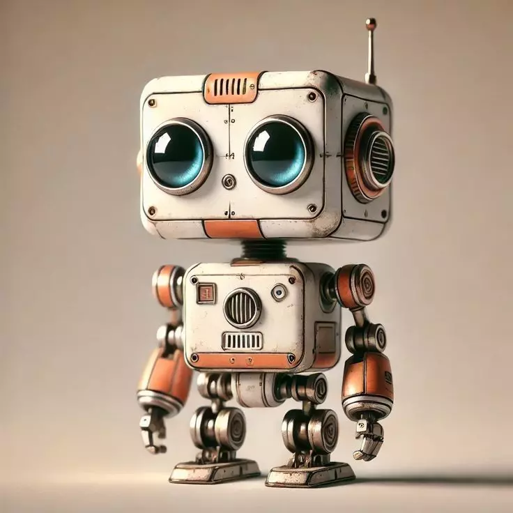 Retro Robot 3D Model Blue Eyes Vintage Sci-Fi Design Low-poly 3D model_0