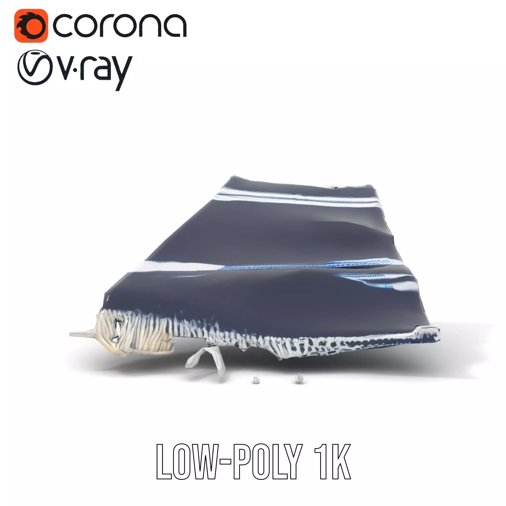 Navy Striped Towel model pack Low-poly 3D model_20