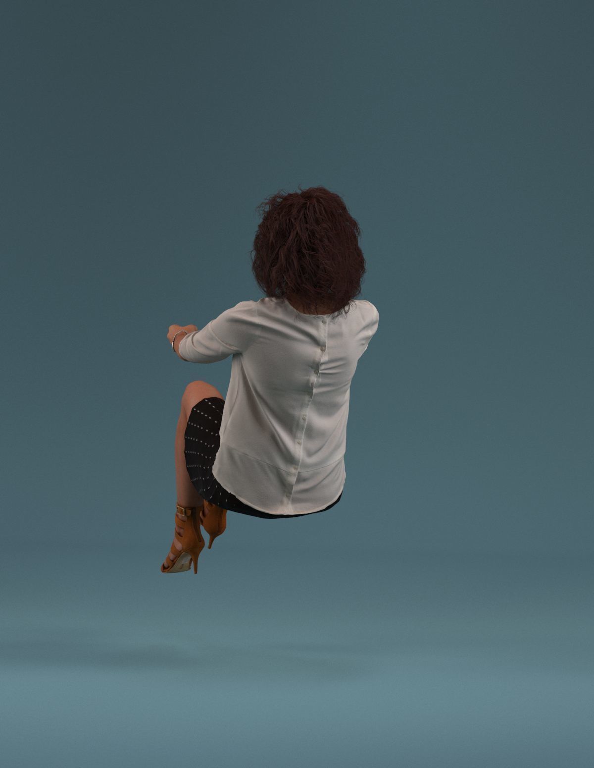 South American Woman driving a car 3D model_7