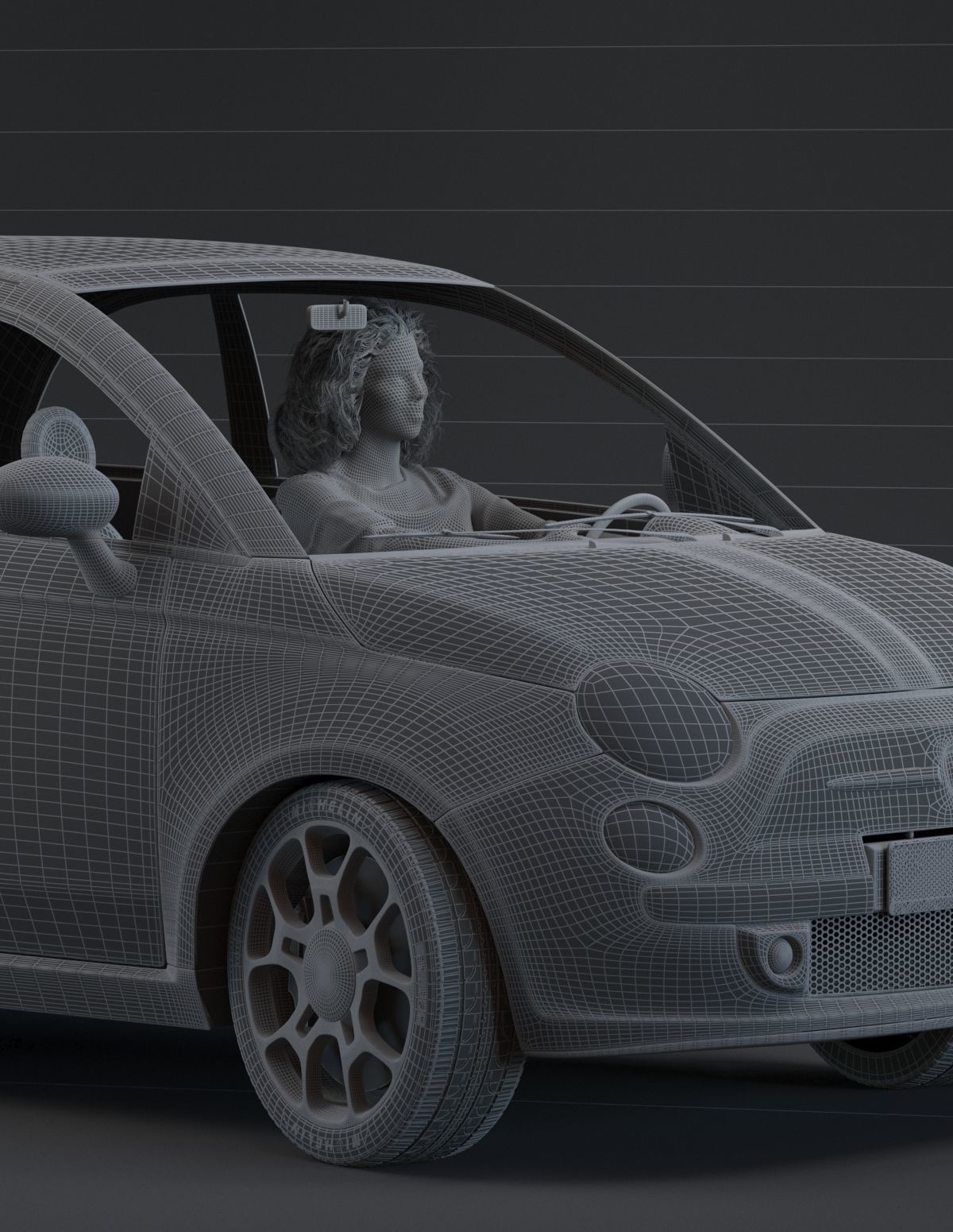 South American Woman driving a car 3D model_1