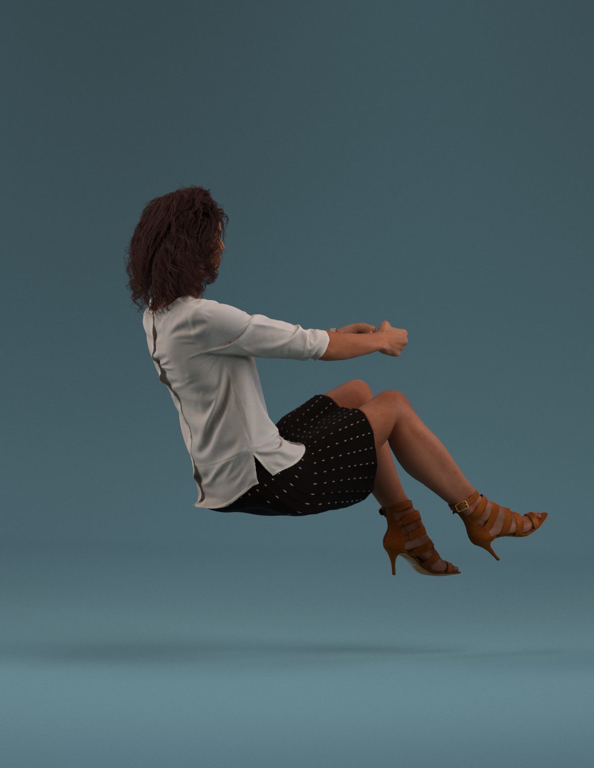 South American Woman driving a car 3D model_5