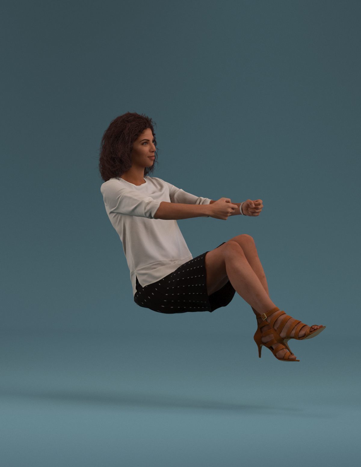 South American Woman driving a car 3D model_13