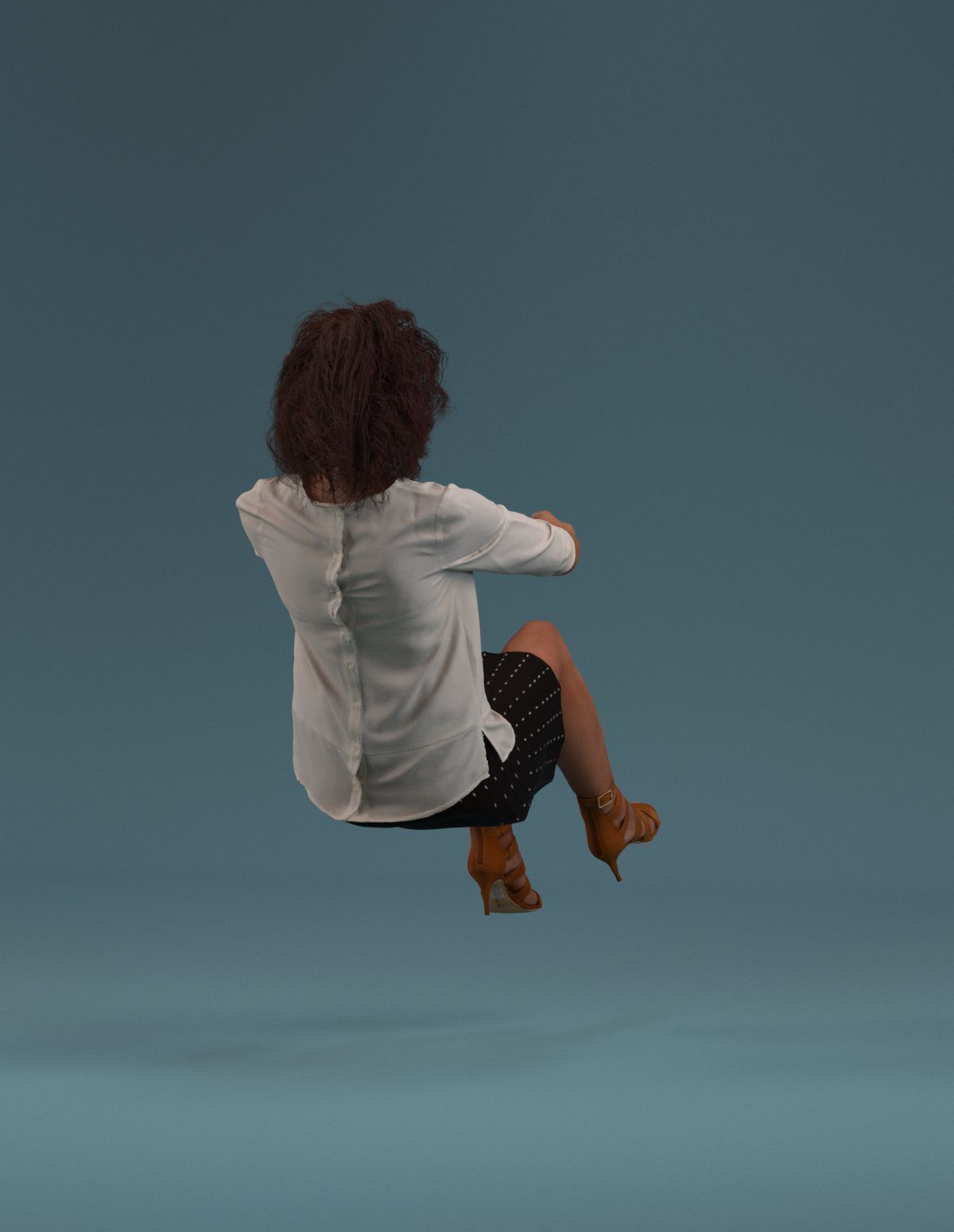 South American Woman driving a car 3D model_6