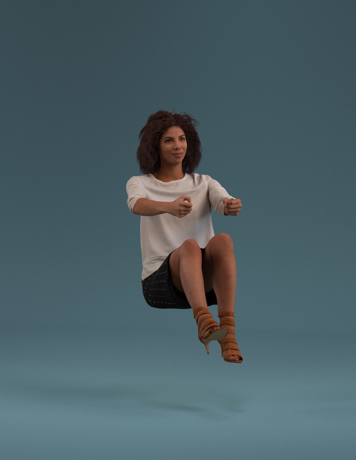 South American Woman driving a car 3D model_21