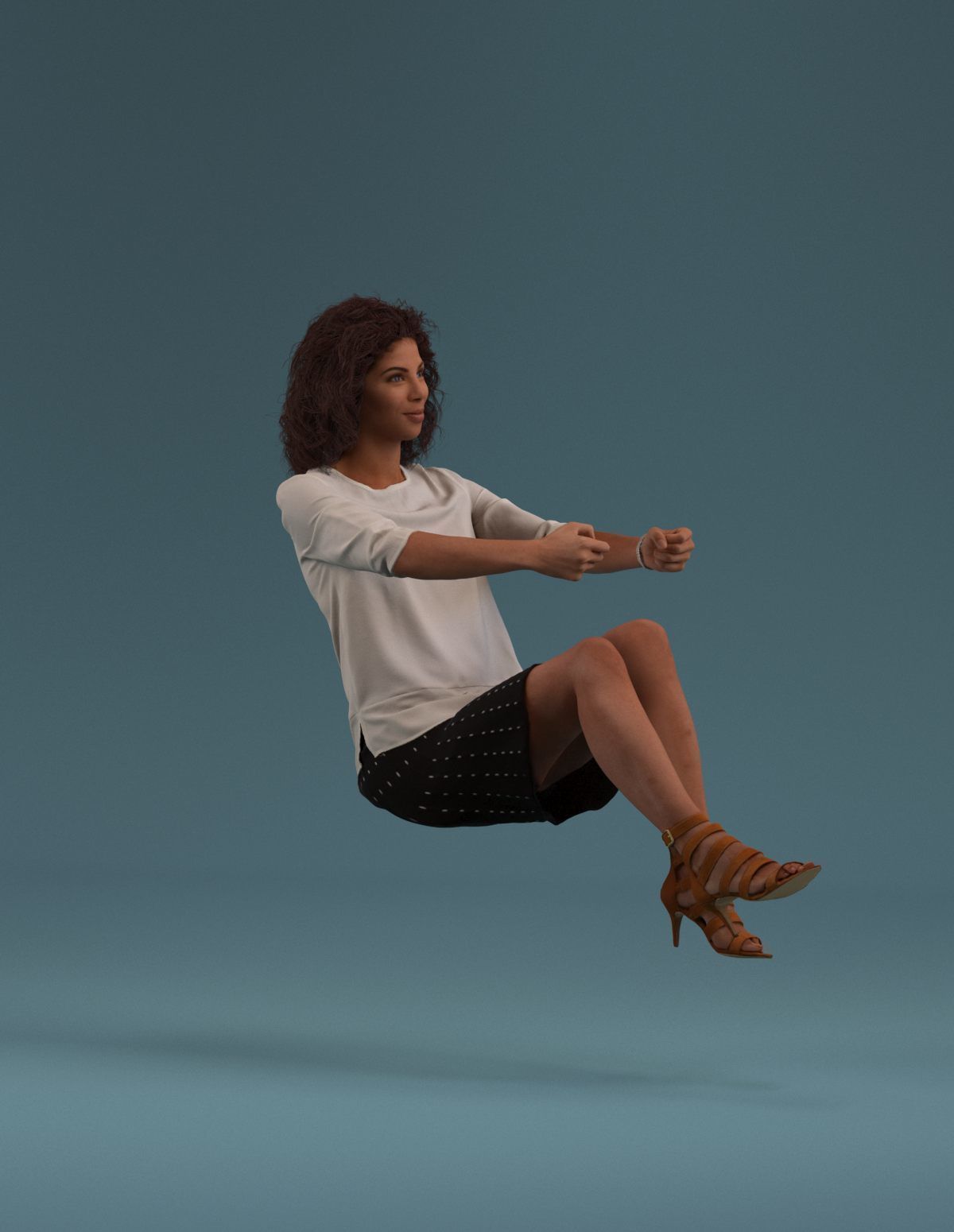 South American Woman driving a car 3D model_12