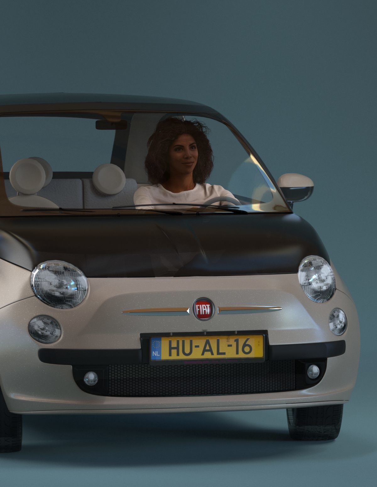 South American Woman driving a car 3D model_11