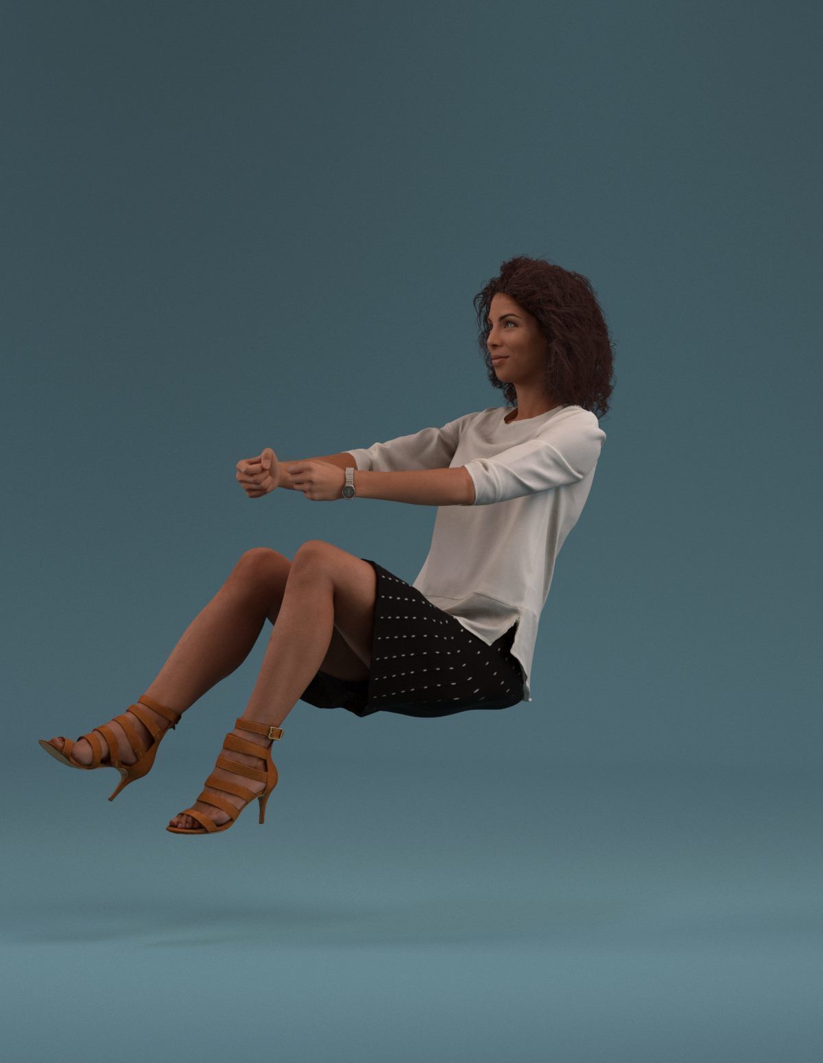 South American Woman driving a car 3D model_9