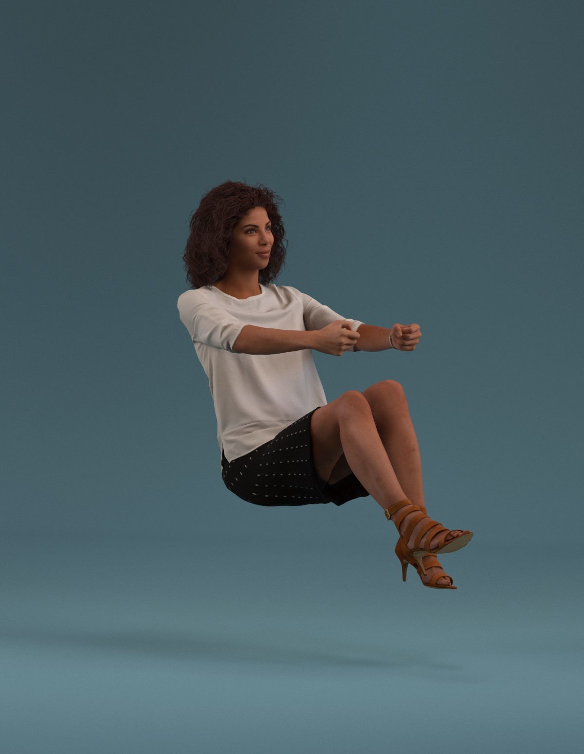 South American Woman driving a car 3D model_22