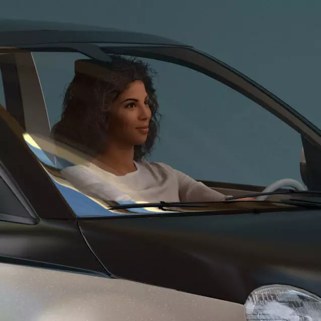 South American Woman driving a car 3D model_0