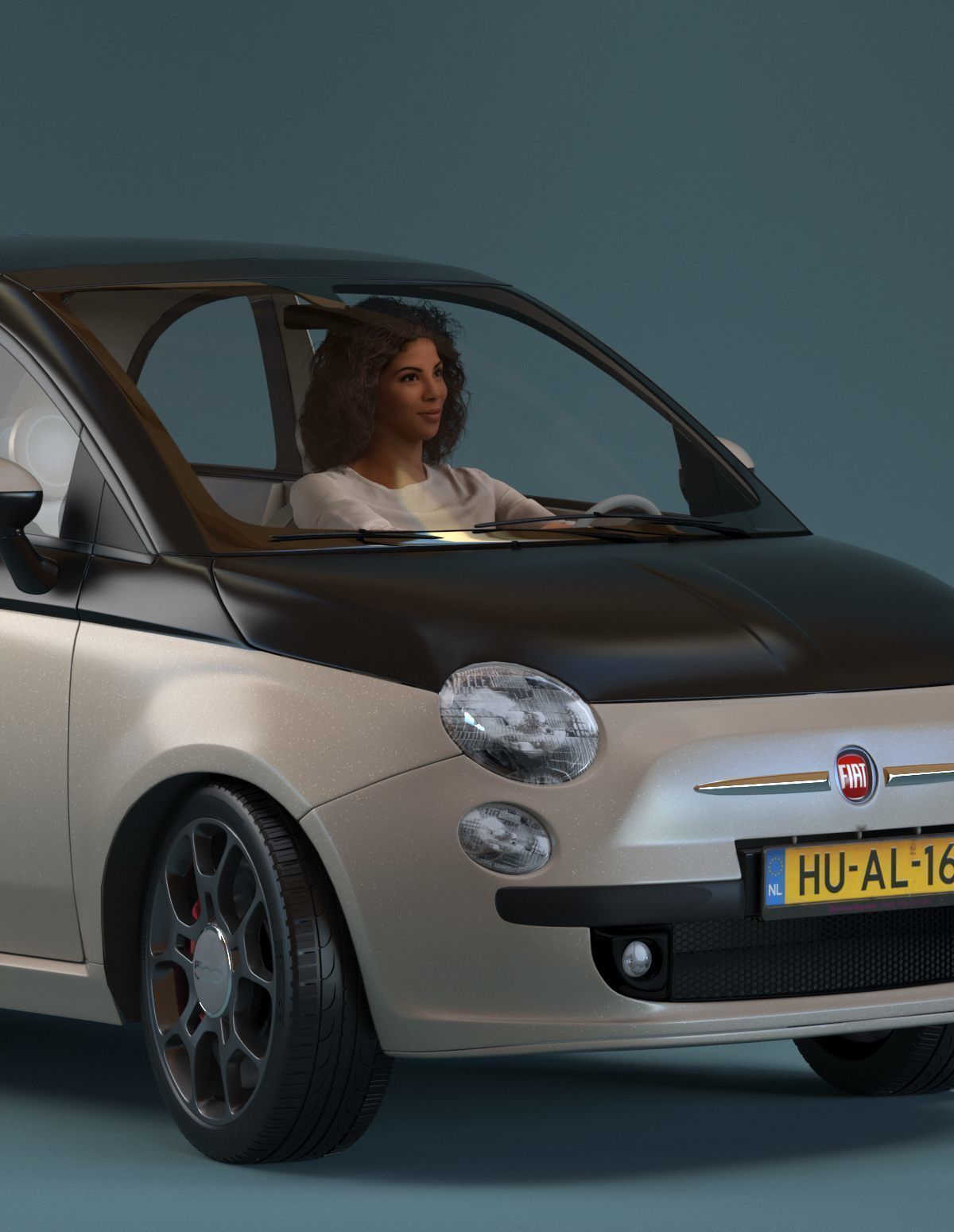 South American Woman driving a car 3D model_2