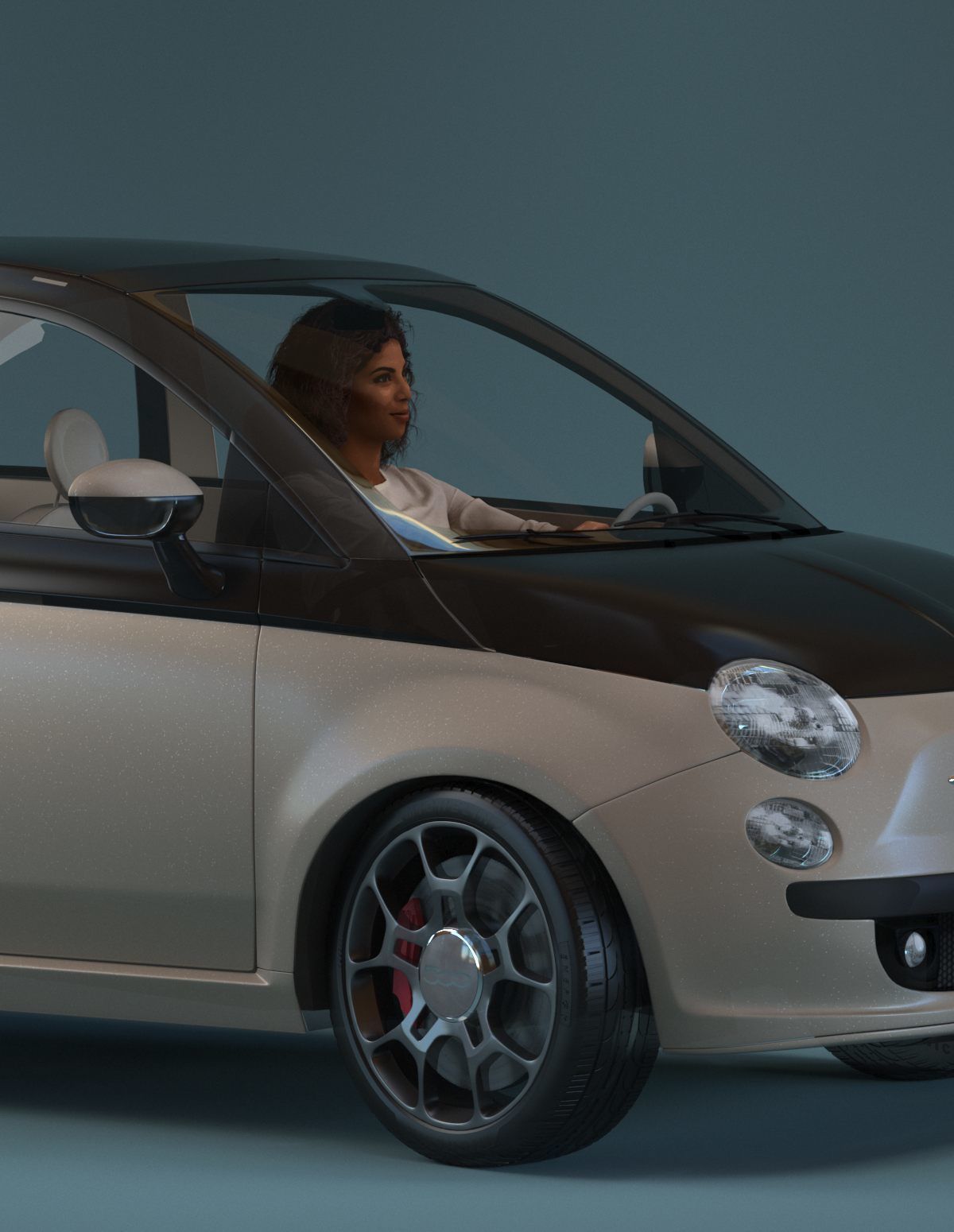 South American Woman driving a car 3D model_3