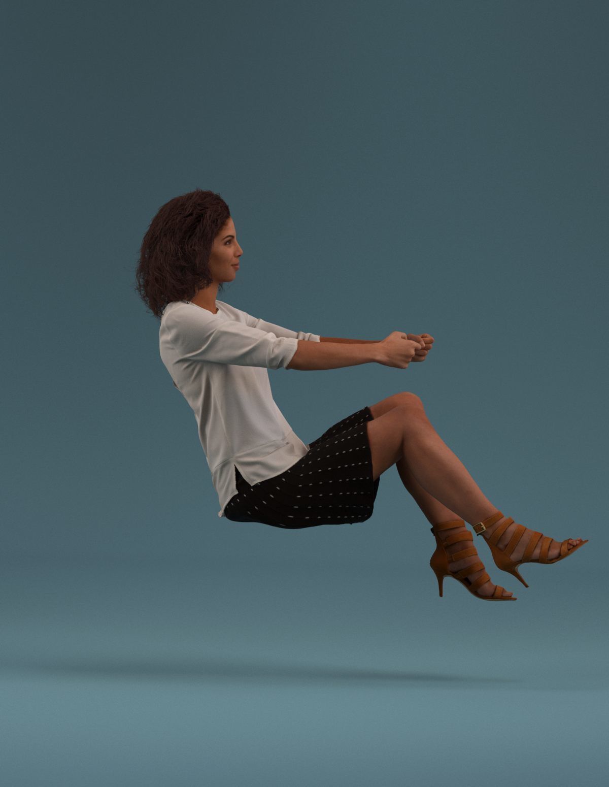 South American Woman driving a car 3D model_14