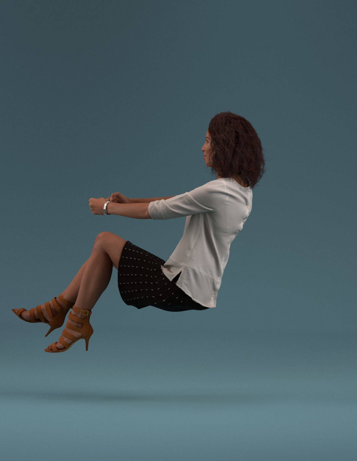 South American Woman driving a car 3D model_8