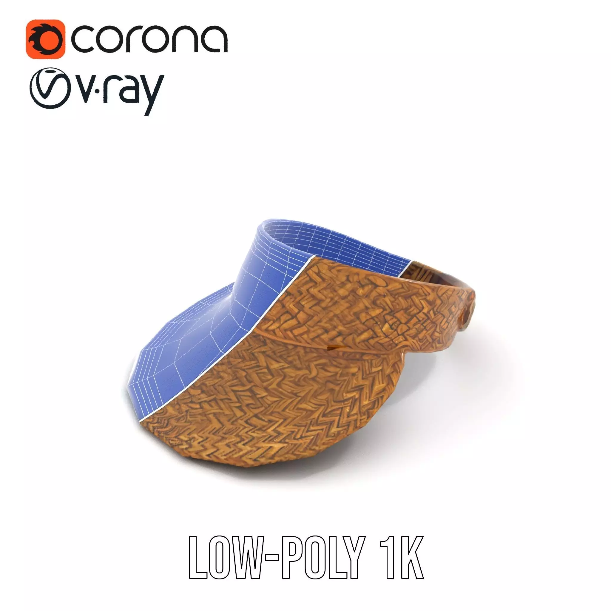 Natural Straw Sun Visor model pack Low-poly 3D model_13