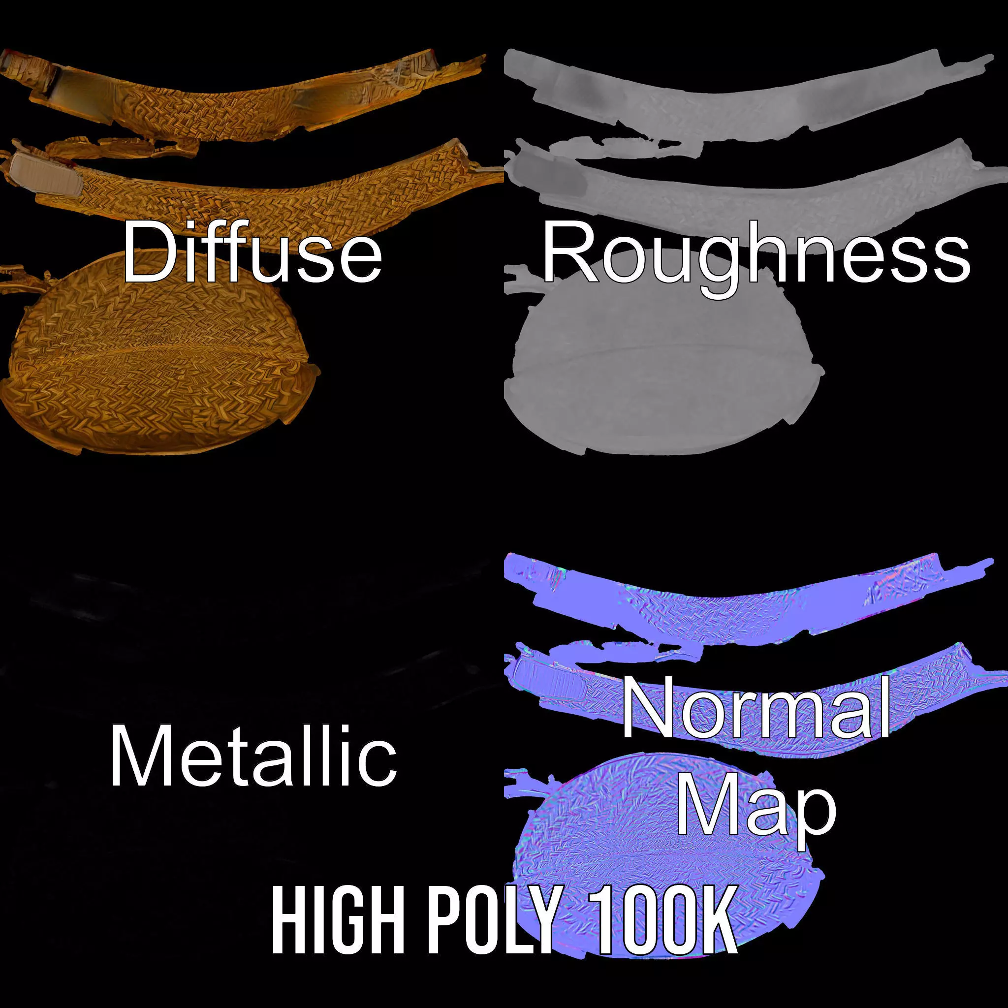 Natural Straw Sun Visor model pack Low-poly 3D model_4