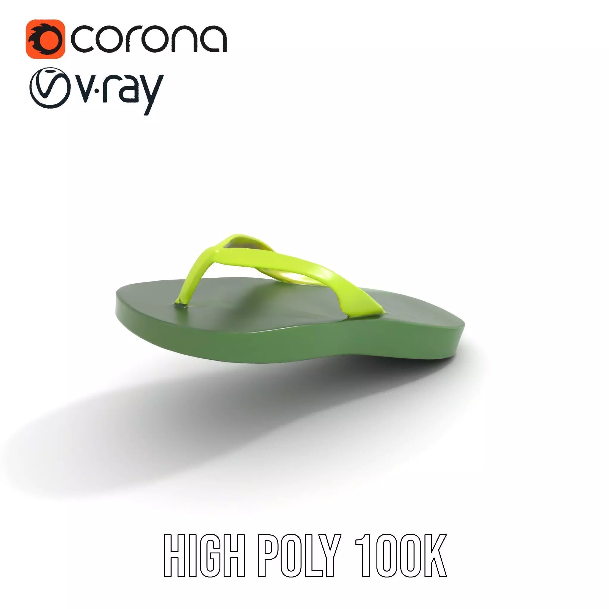 Lime Green Sandal model pack Low-poly 3D model_16