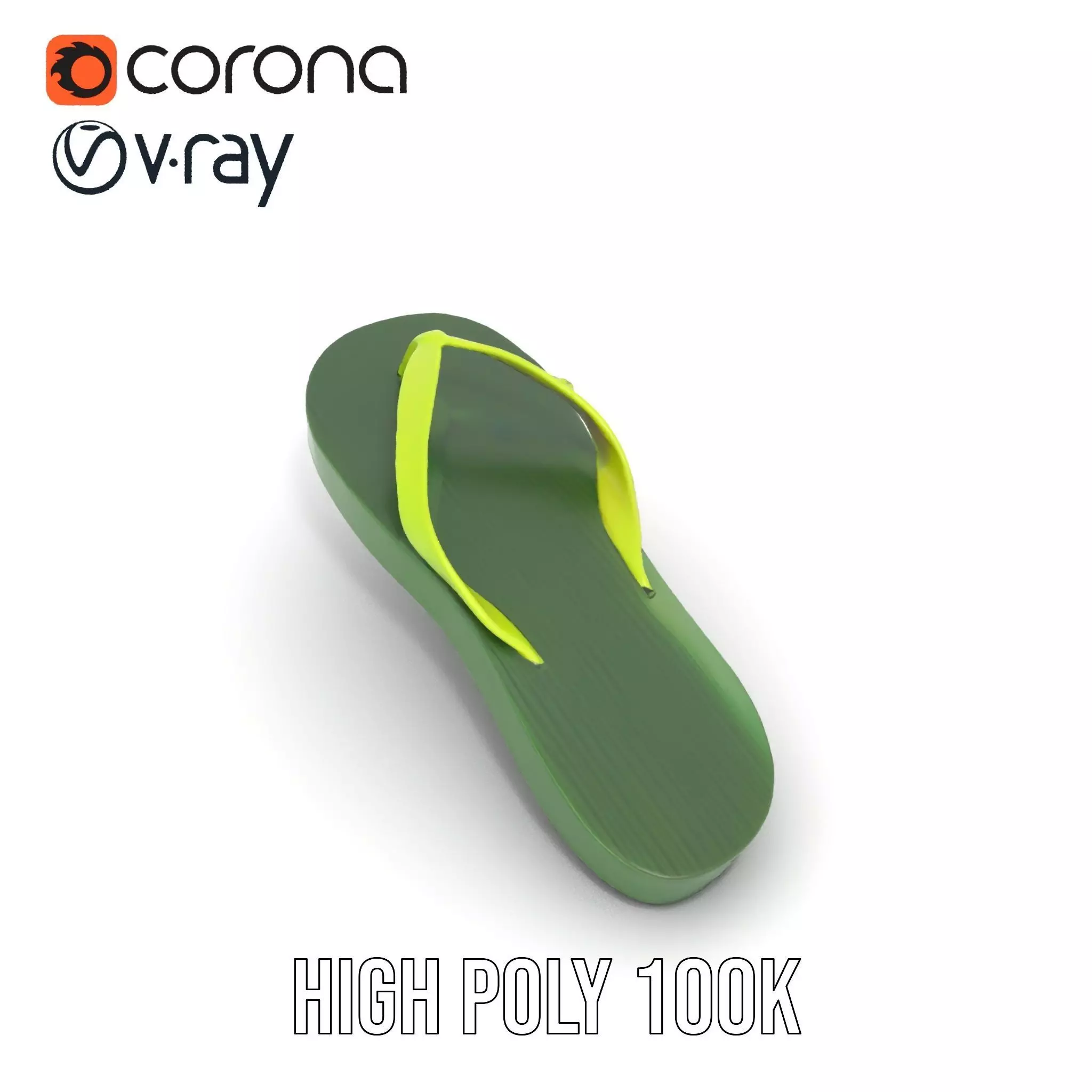 Lime Green Sandal model pack Low-poly 3D model_22