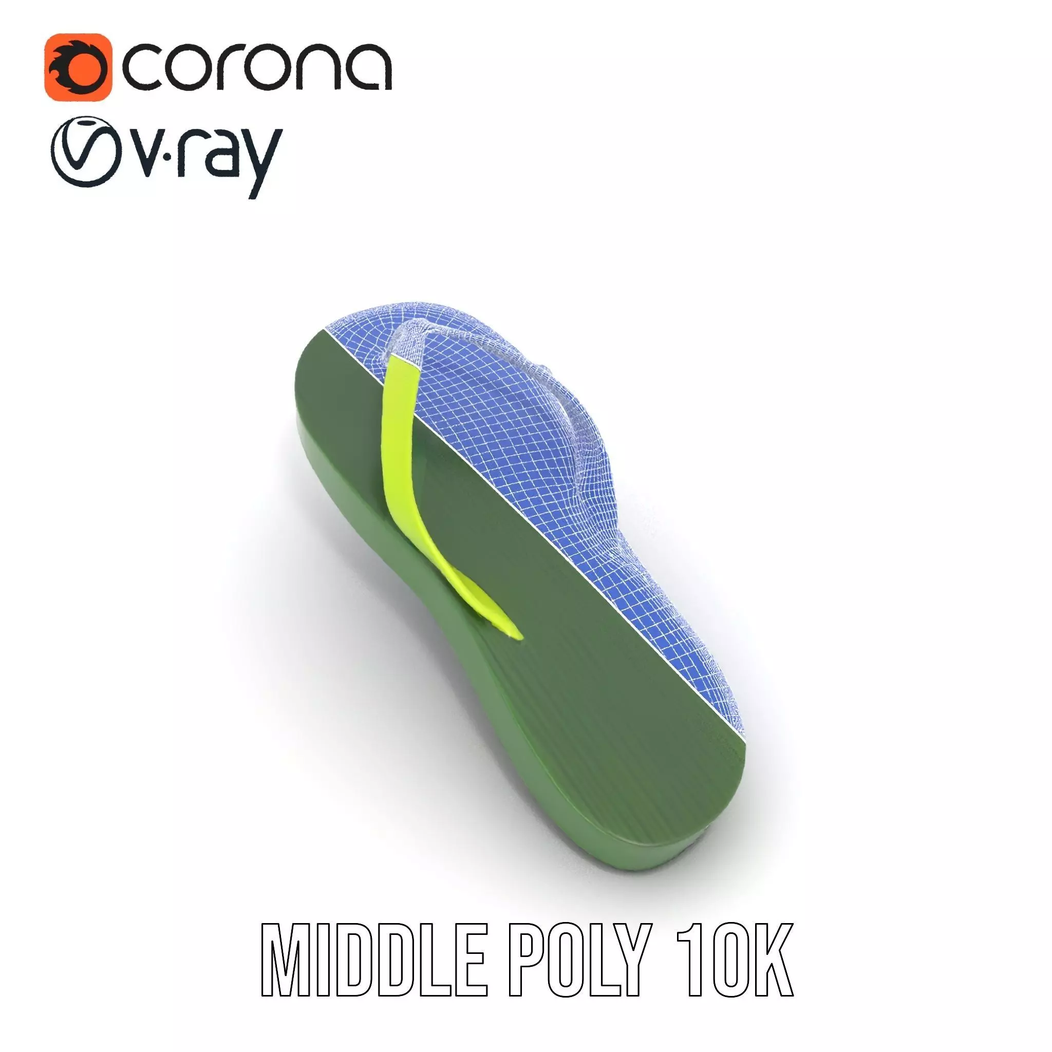 Lime Green Sandal model pack Low-poly 3D model_12