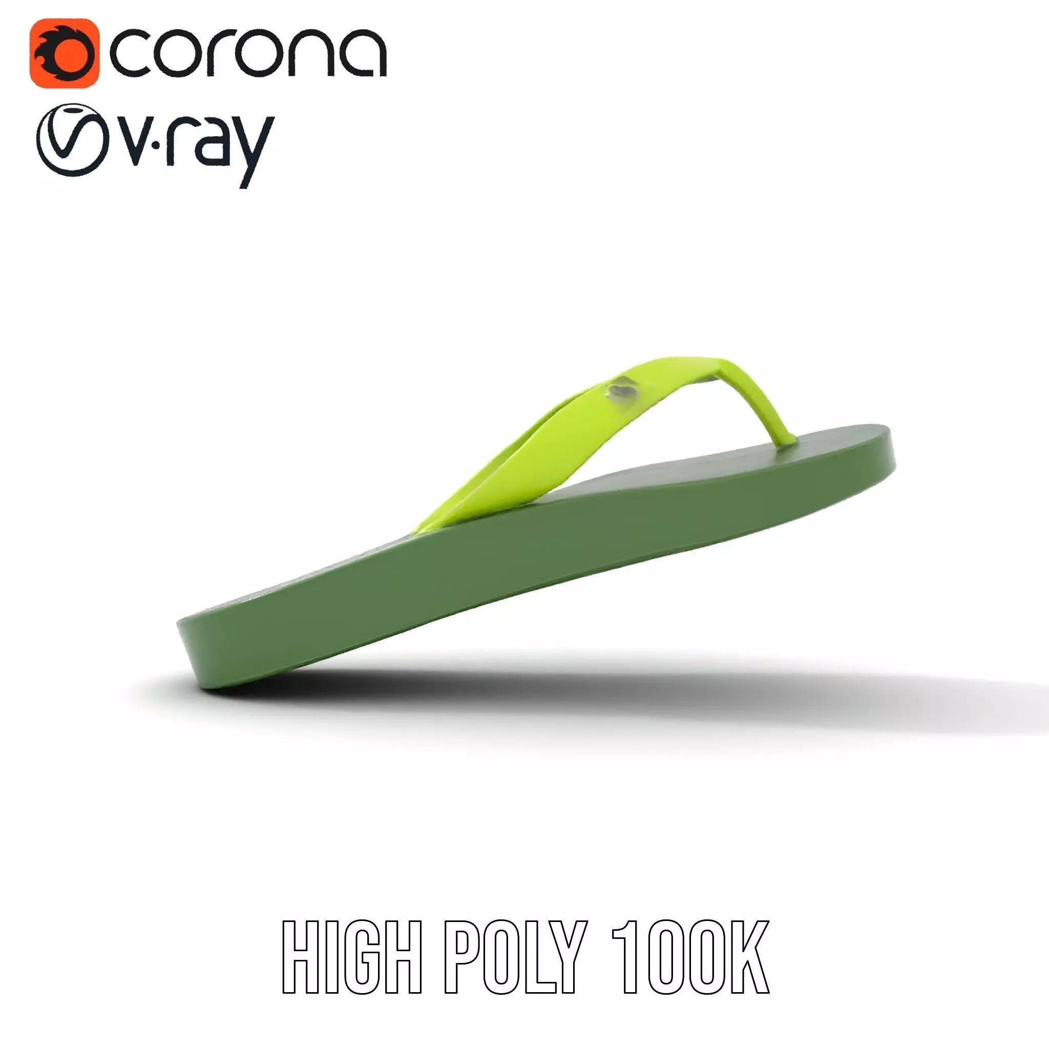 Lime Green Sandal model pack Low-poly 3D model_19