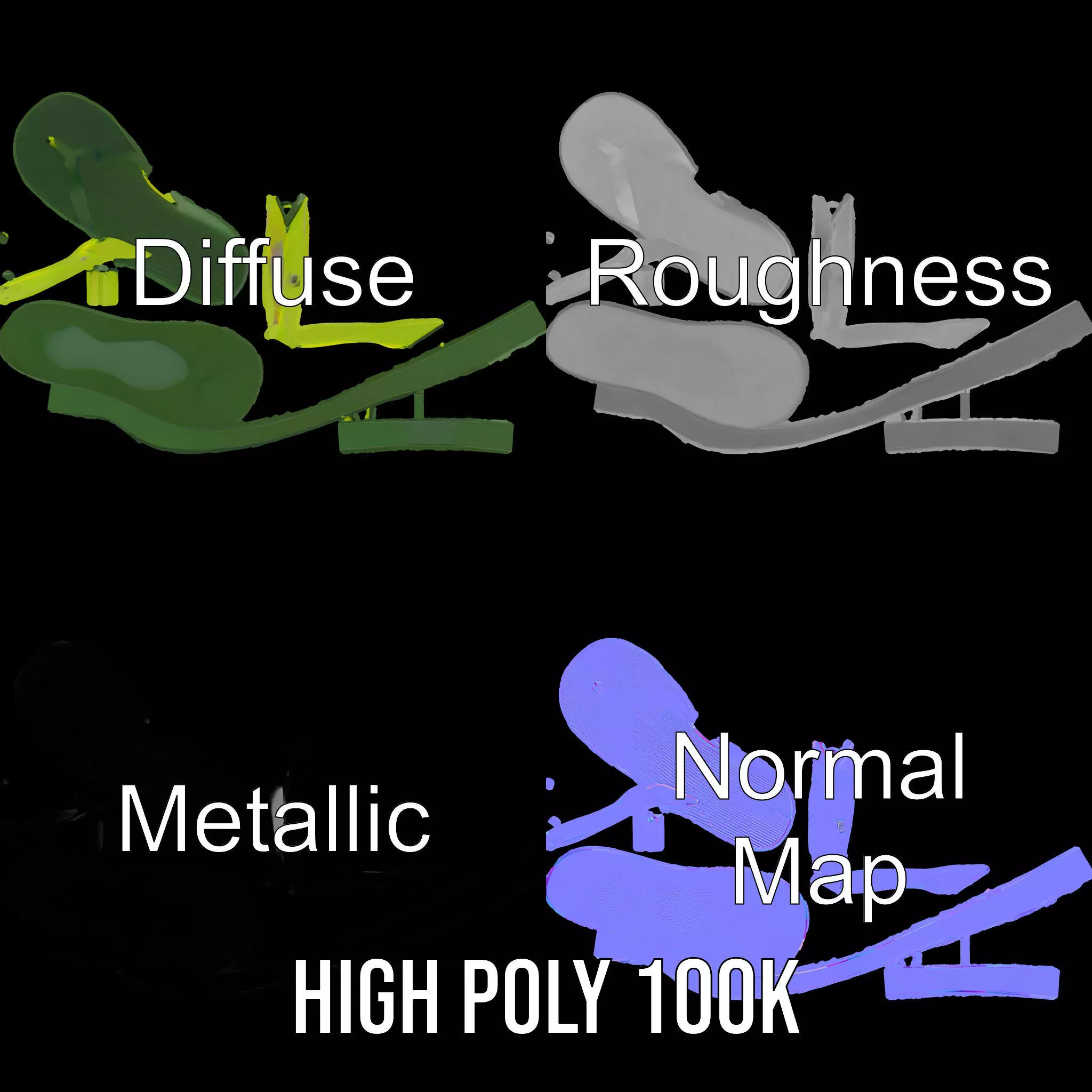 Lime Green Sandal model pack Low-poly 3D model_4