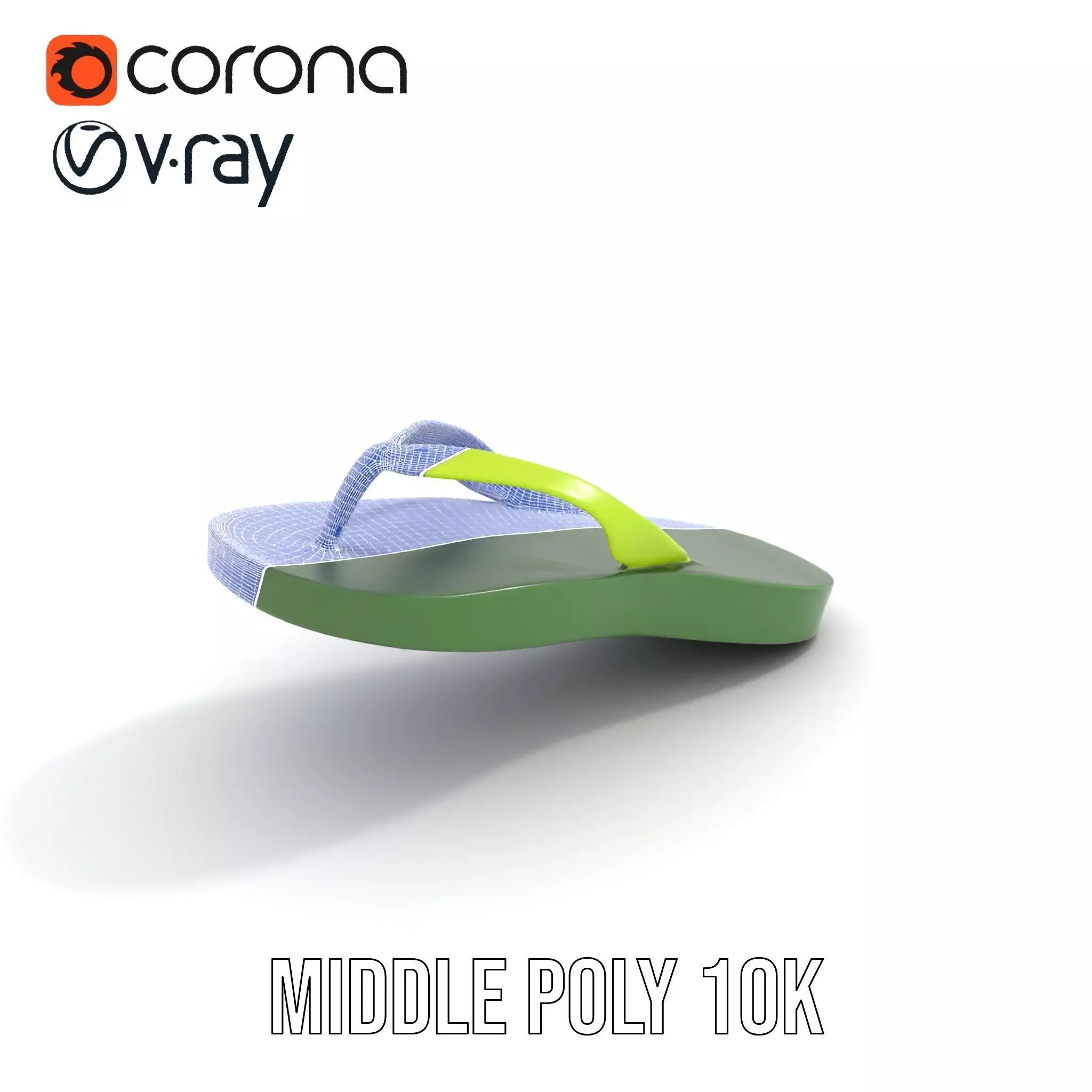 Lime Green Sandal model pack Low-poly 3D model_6