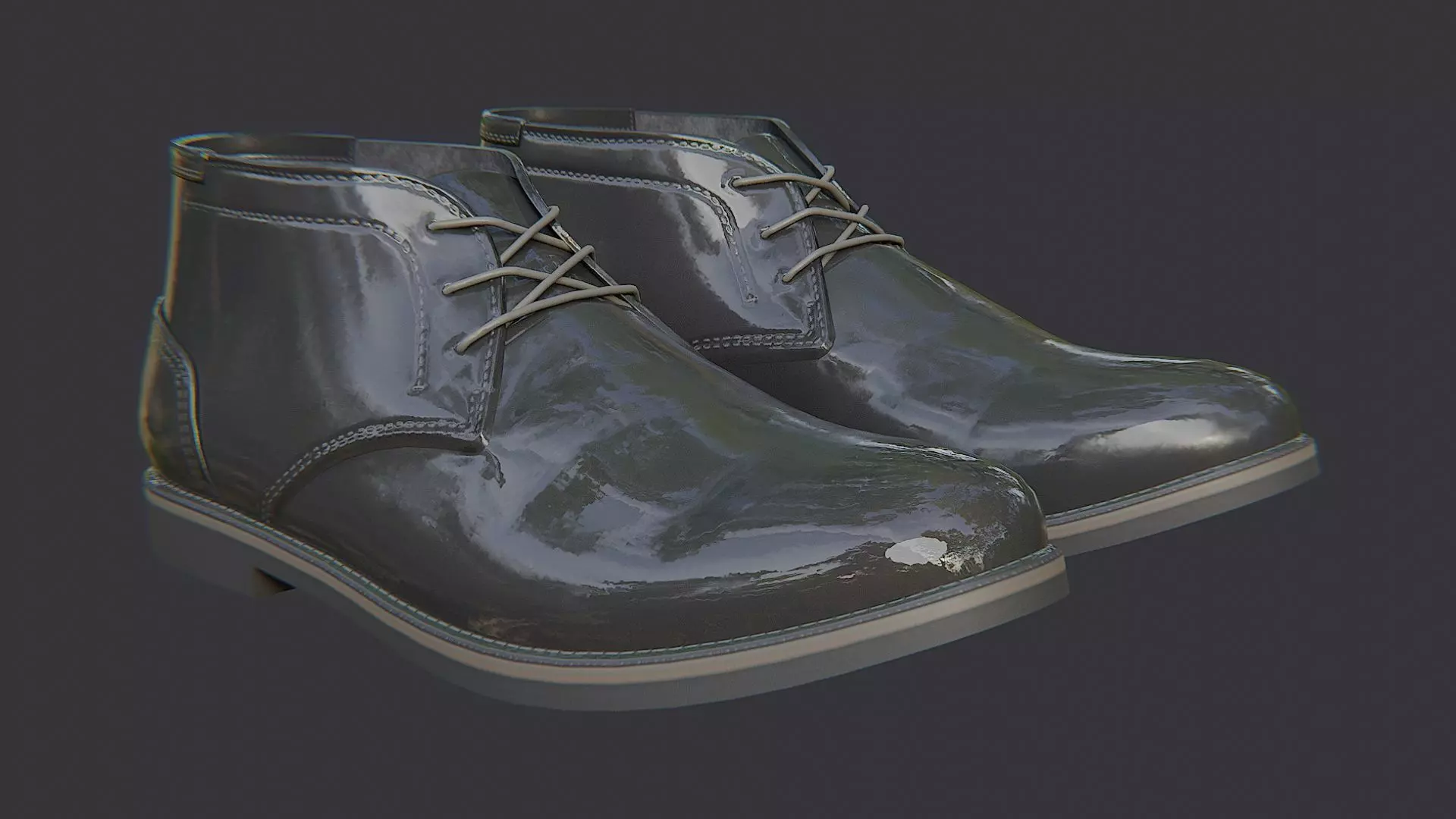 Dress Mens Boots Ankle Leather Shoes Low-poly 3D model_2