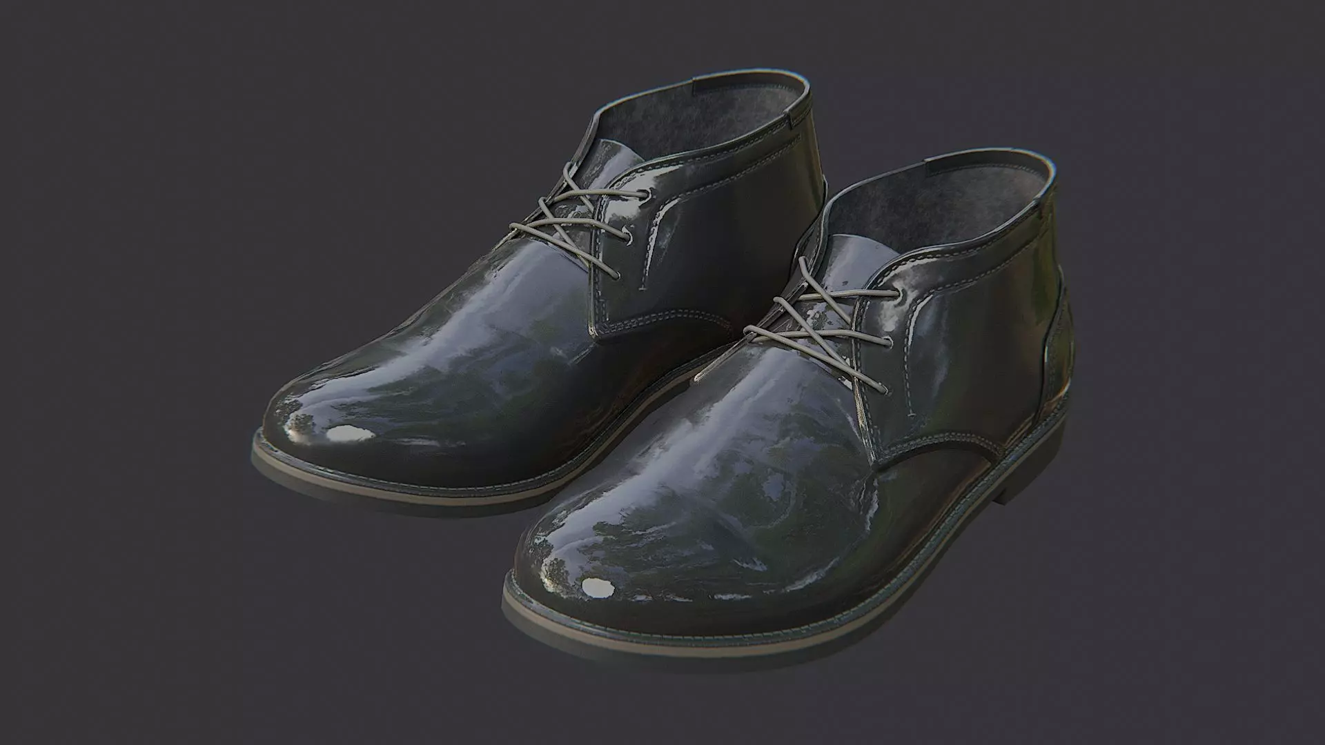 Dress Mens Boots Ankle Leather Shoes Low-poly 3D model_3