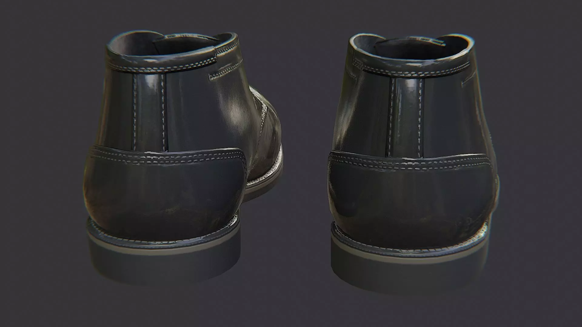 Dress Mens Boots Ankle Leather Shoes Low-poly 3D model_1