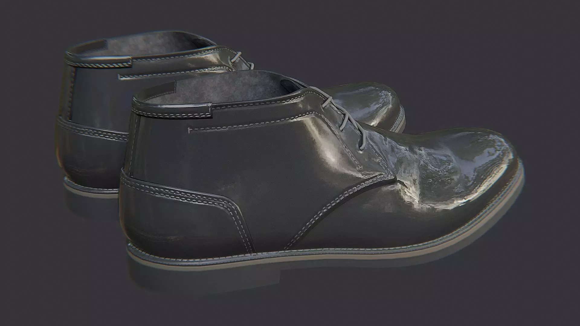 Dress Mens Boots Ankle Leather Shoes Low-poly 3D model_0