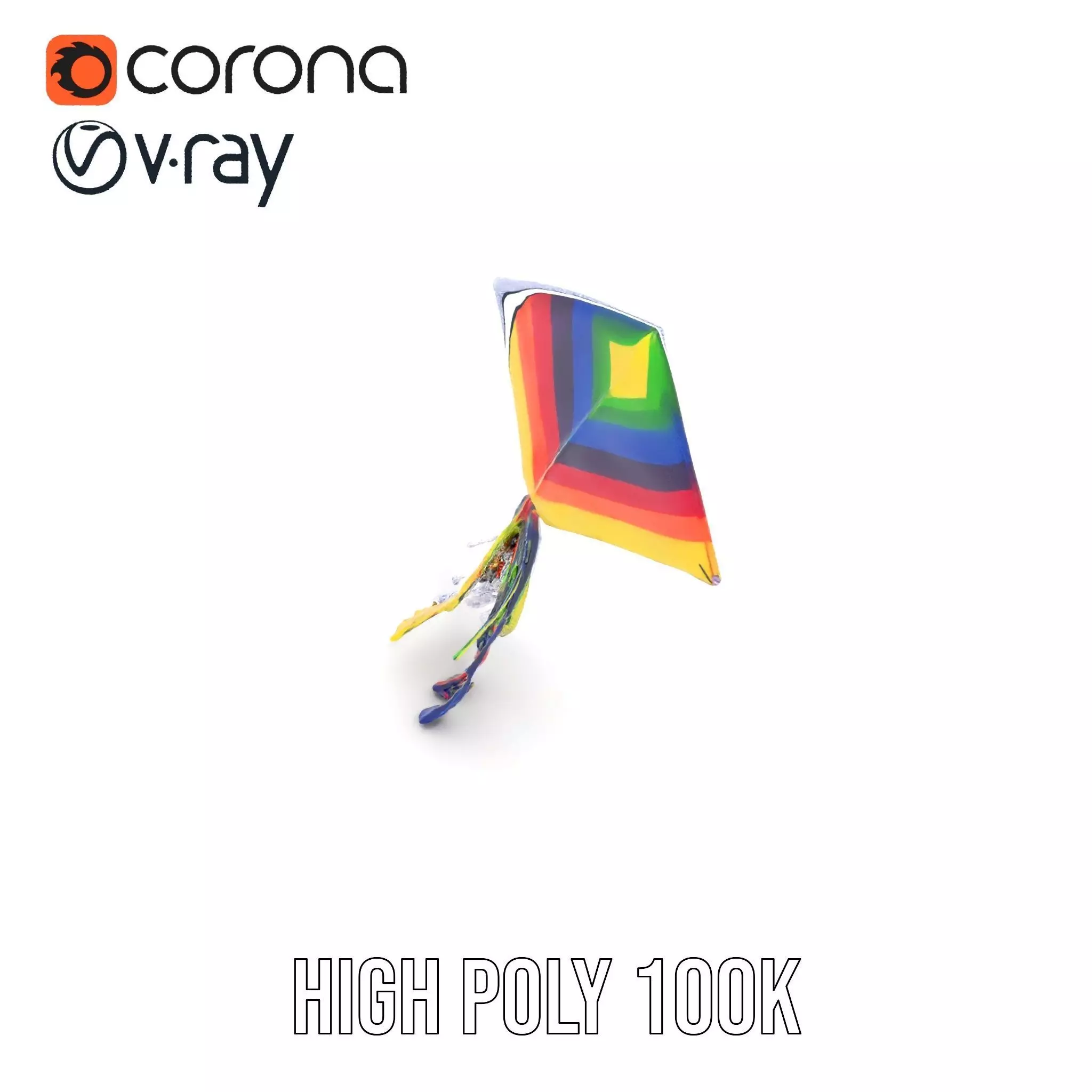 Rainbow Diamond Kite model pack Low-poly 3D model_29